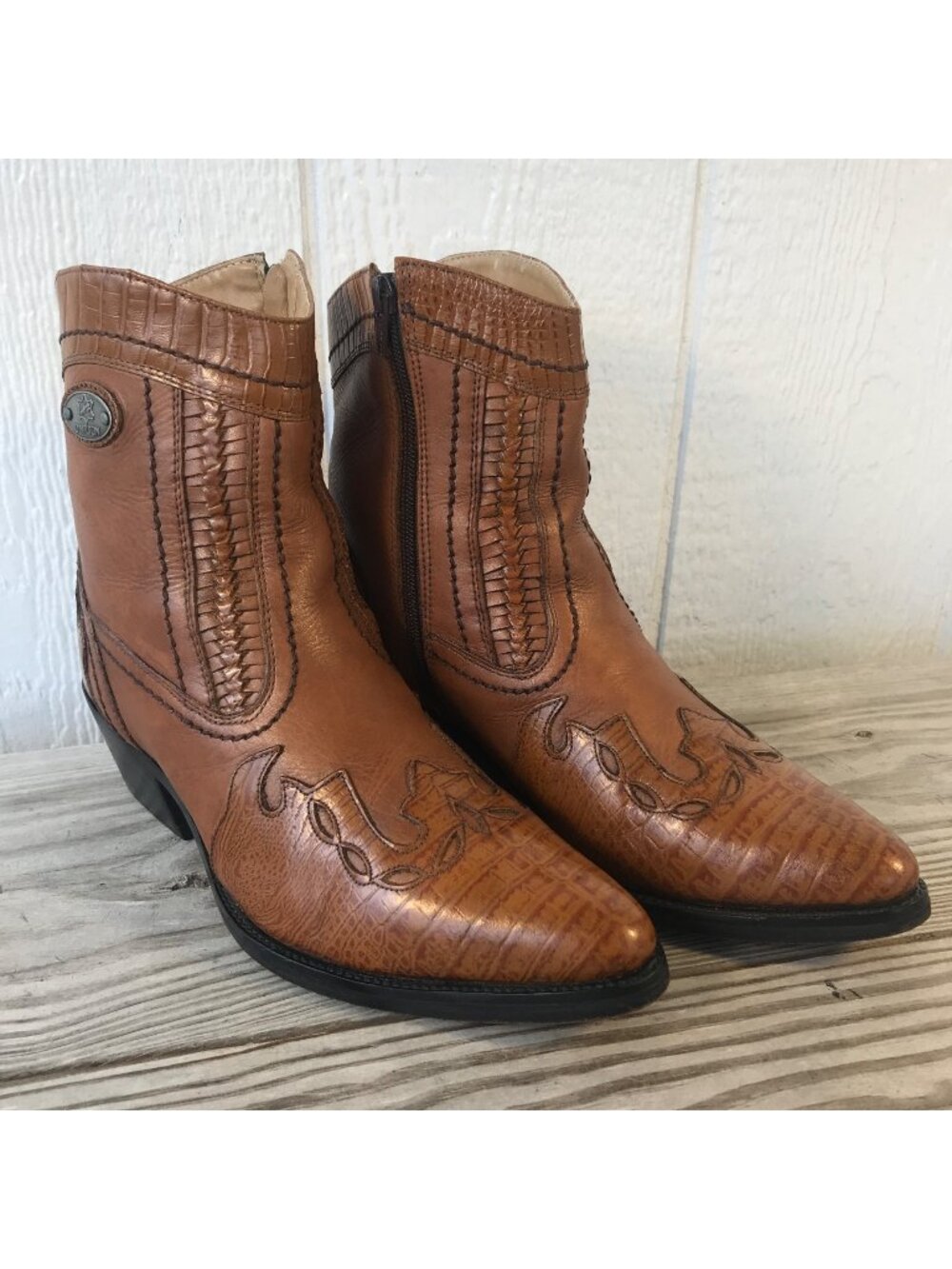 Donato Marrone D'Milton Men Western Brown Ankle Side Zip Boot 9.5 D 16534 Brazil